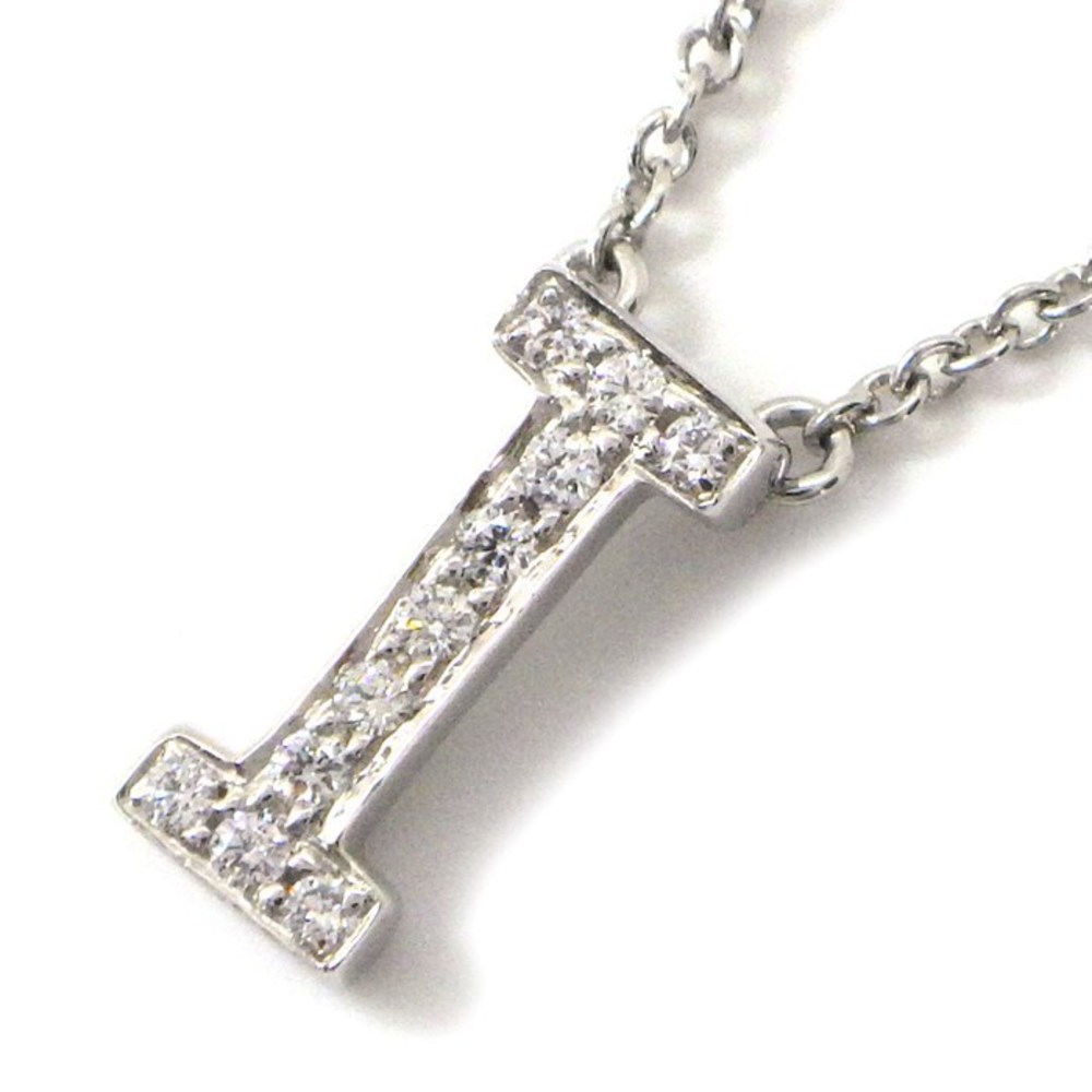 Tiffany Necklace Initial "I" Letter Diamond Platinum